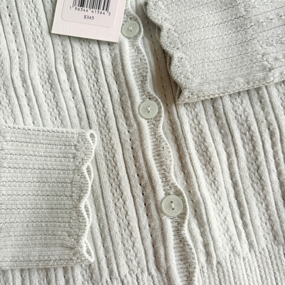 NWT LoveShackFancy Martti Stretch Pointelle Cardigan Eau De Nil Green | S - Picture 10 of 11